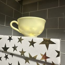 Vintage Atlas Yellow Hazel Milk Glass Tea Cup