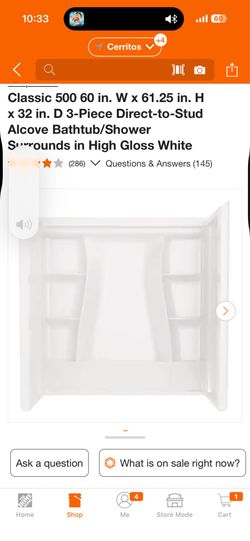 Classic 500 60 in. W x 61.25 in. H x 32 in. D 3-Piece Direct-to-Stud Alcove Bathtub/Shower Surrounds in High Gloss White