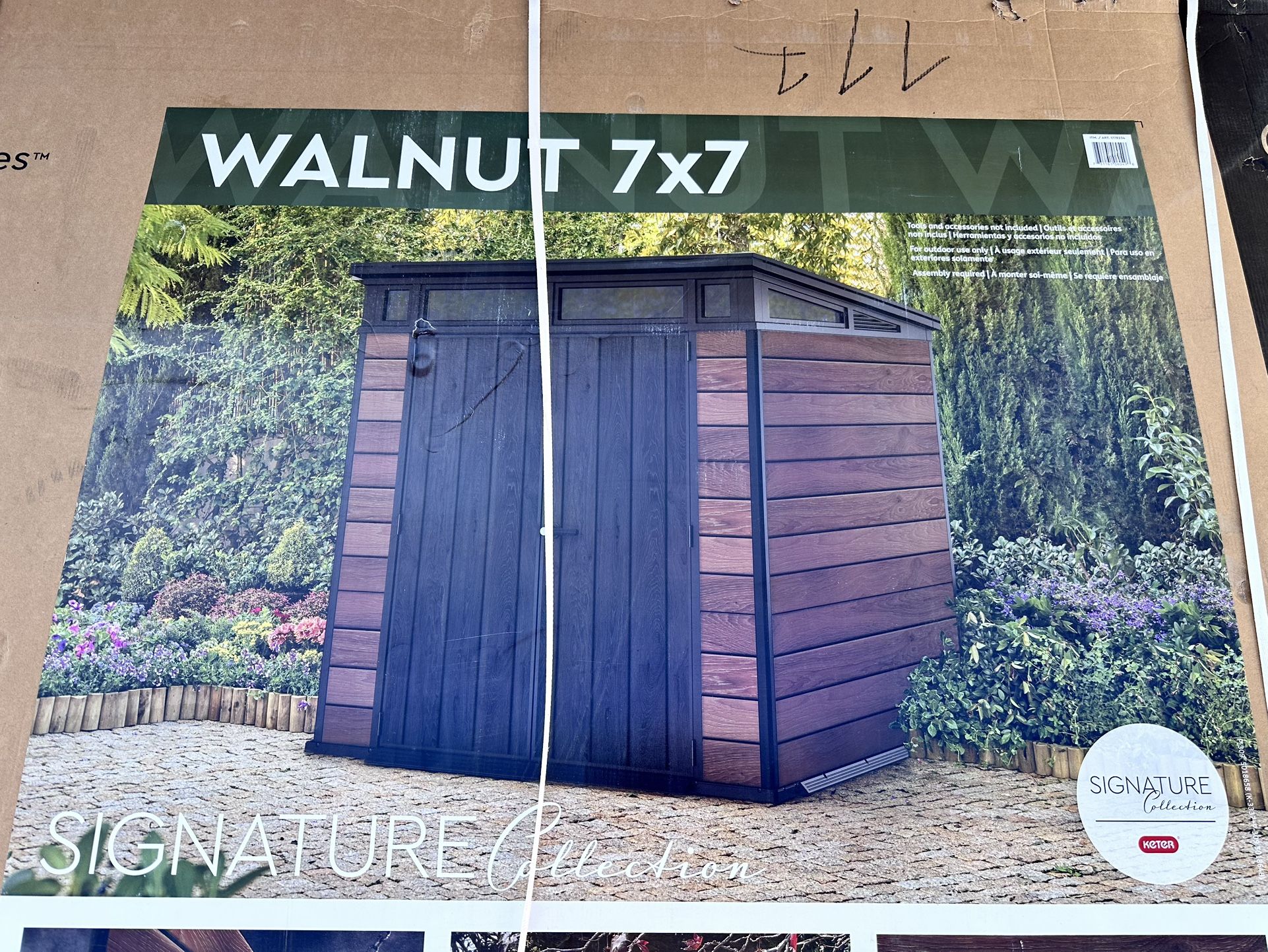 NEW Keter Walnut 7x7 Outdoor Storage Shed