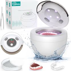 45kHz Ultrasonic Retainer Cleaner Machine, 200ML Denture Cleaner, 4 Modes with Digital Timer Mouth Guard Cleaner for Aligner, Night guard, Braces, Too