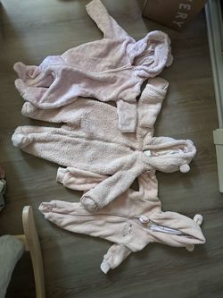 Baby Girl Pink Fleece Onesie Bundle (3 Pieces)