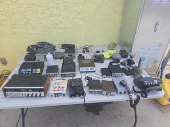 Old vintage cb radios, mics, bell