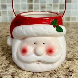 Holiday Christmas Royal Norfolk Santa Claus Face Lantern Candle Holder Bucket With Holder