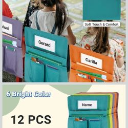 Chair Pockets for Classrooms, 20 x 17 Inch Seat Sacks for Classroom Chairs k-2 with Name Slots and Tags, Chair Pockets for Kindergarten, School, Home,