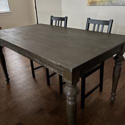 Wood Dining Table and two chairs