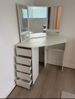 White Corner Desk and Vanity