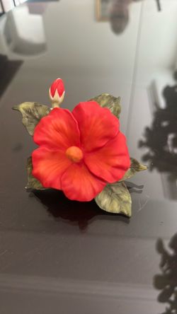 Red hibiscus porceline figurine