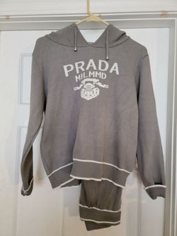 Prada Knit Hoodie Sweater Gray