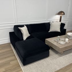 New Black Velvet Cloud Couch Sectional