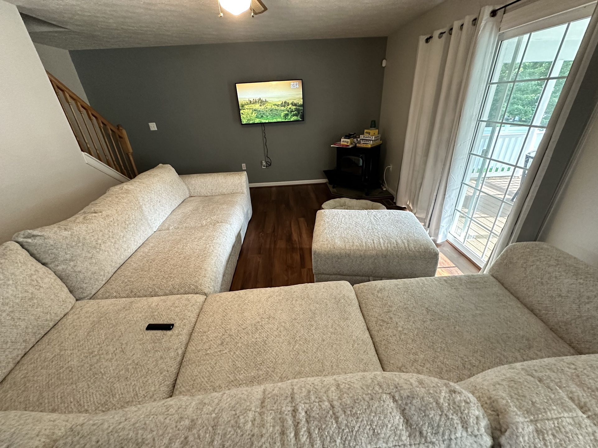 Beige Sectional Sofa With Ottoman
