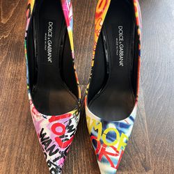 Dolce & Gabbana Graffiti Patent Leather Heels 