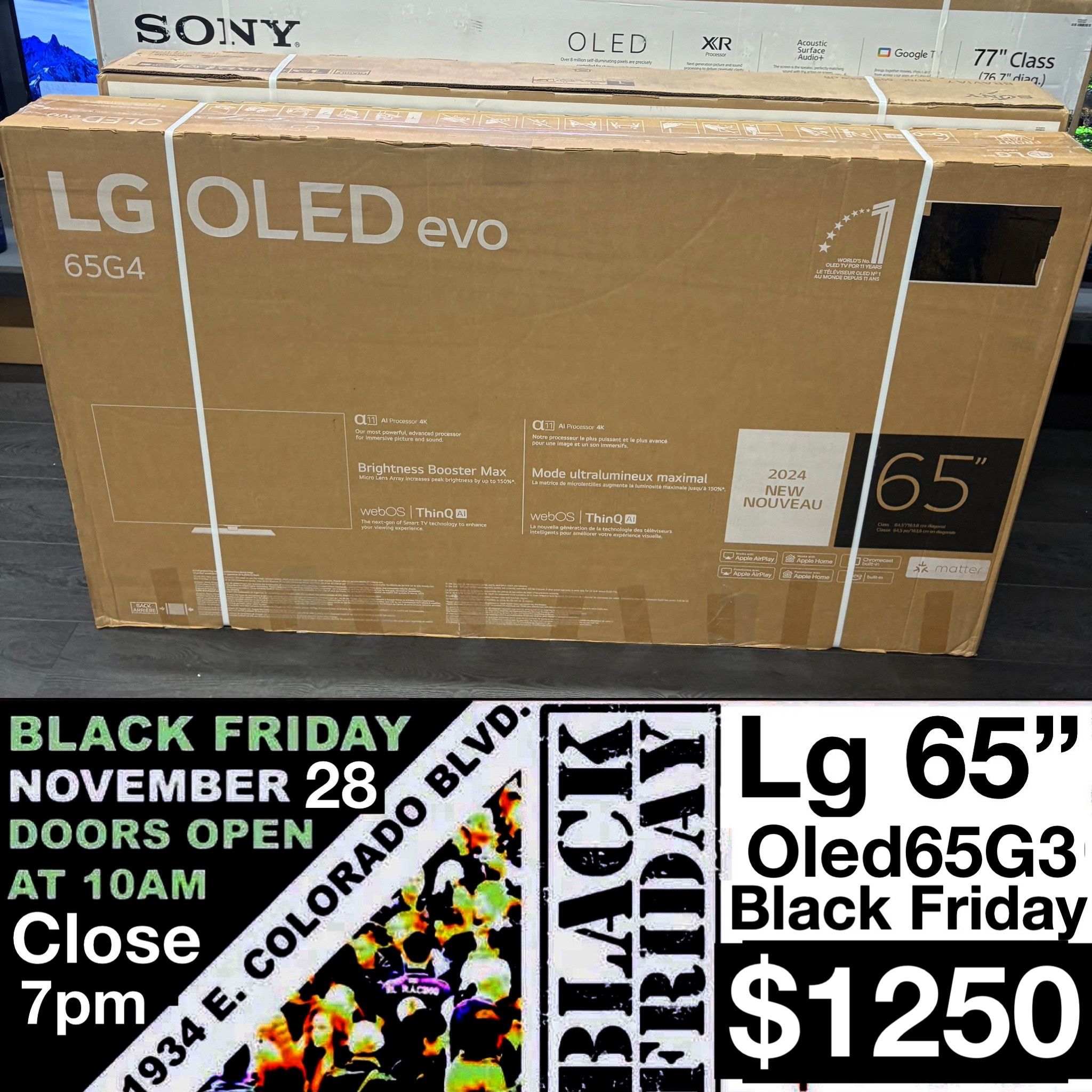LG 65 inch OLED 4K TV smart G3 black Friday sale