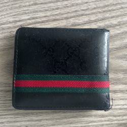 Gucci Wallet - Black Leather GG Green/Red Stripe Mens