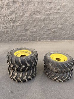 John Deere Gator OEM Tires & Rims – 25x8-12 Front / 25x10-12 Rear – Set of 4 – Excellent Tread