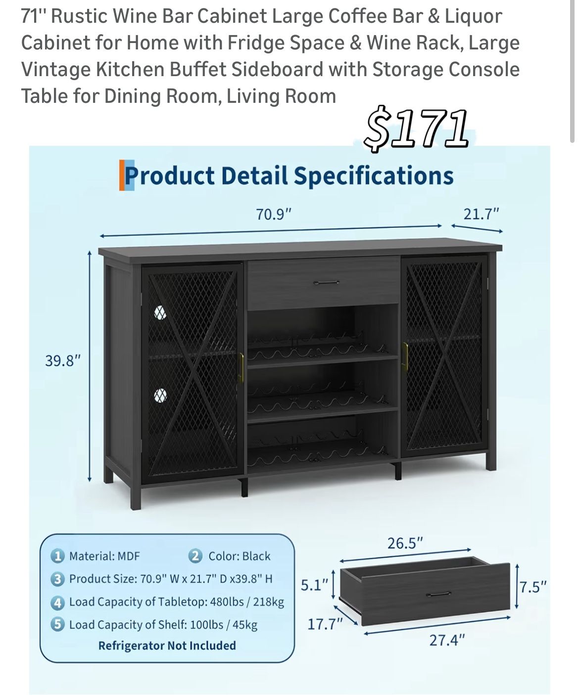 Wine Bar Cabinet Coffee Bar