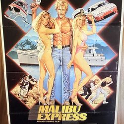 Original 1985 Malibu Express Movie Poster 27x41 – Sybil Danning – Cult Action
