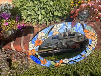 Stained glass framed mirror
