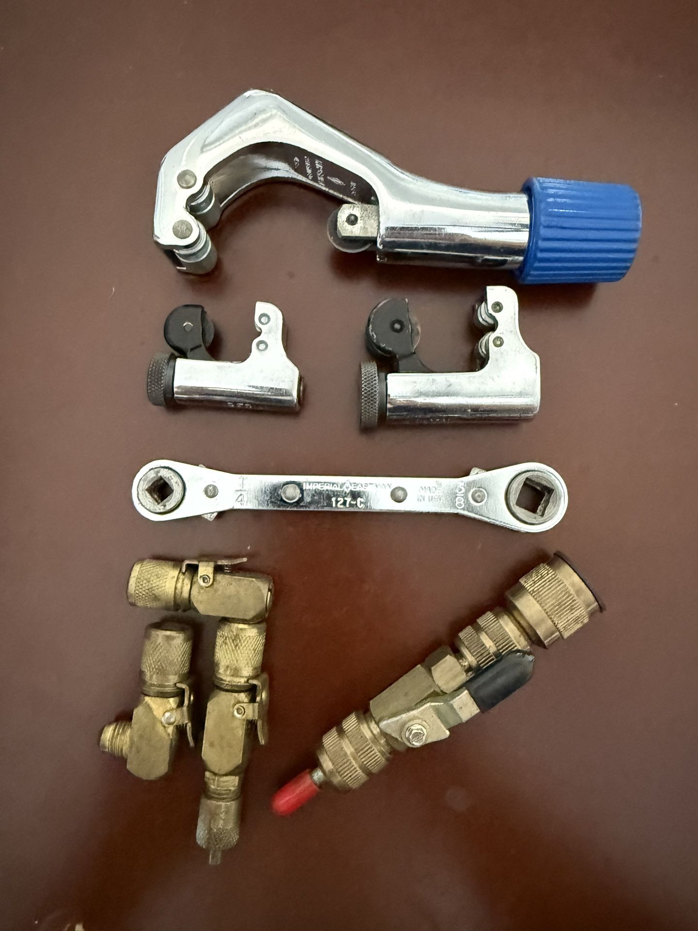 IMPERIAL TUBING CUTTER SET: #312-FC, #TC-2050, #TC-1050. SERVICE WRENCH:  #127-C.+ADAPTORS!!!😎