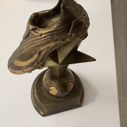 Vintage Soccer Shoe and Ball Trophy Gold Resin Engravable