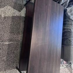 Dark Wood And Metal Coffee Table 