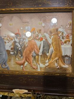 Framed print of dancing dogs