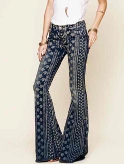 Free people Bali bleach dyed hippie boho festival retro vintage flare jeans