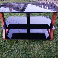 Three Tiered Glass Of Wood TV Stand