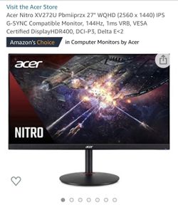 Acer 144hz 1440p VA LED Monitor