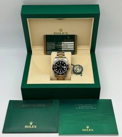 2014 Rolex Submariner Date 40mm 116613LN 18k yellow gold & stainless steel oyster bracelet ceramic bezel black dial two tone watch box card booklets F
