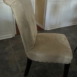 (2) Beige Upholstered  Dining Chairs