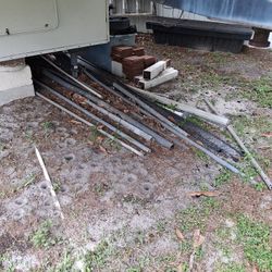 Metal pipes for fencing.
