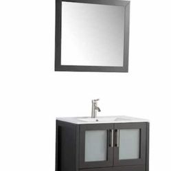 Vanity Art Brescia 30 in. W x 18 in. D x 36 in. H Bath Vanity In Espresso with Vanity Top in White with White Basin and Mirror