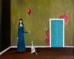 Hand Painted Gertrude Abercrombie Oil On Canvas Picasso Style Dali Era 
