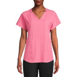 NWT ClimateRight by Cuddl Duds Women's V-Neck Scrub Top Sachet Heather L
