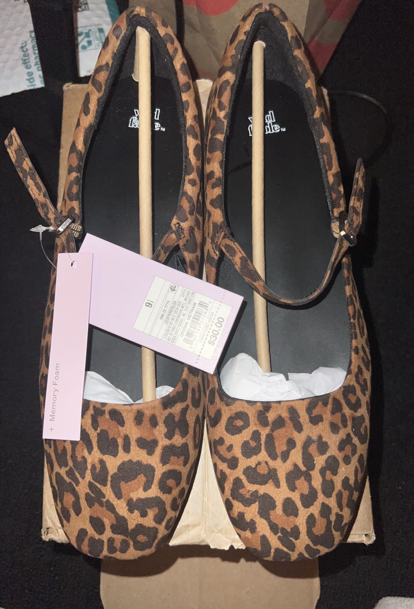 Women's Wild Fable Leopard Print Elsa Mary Jane Ballet Flats