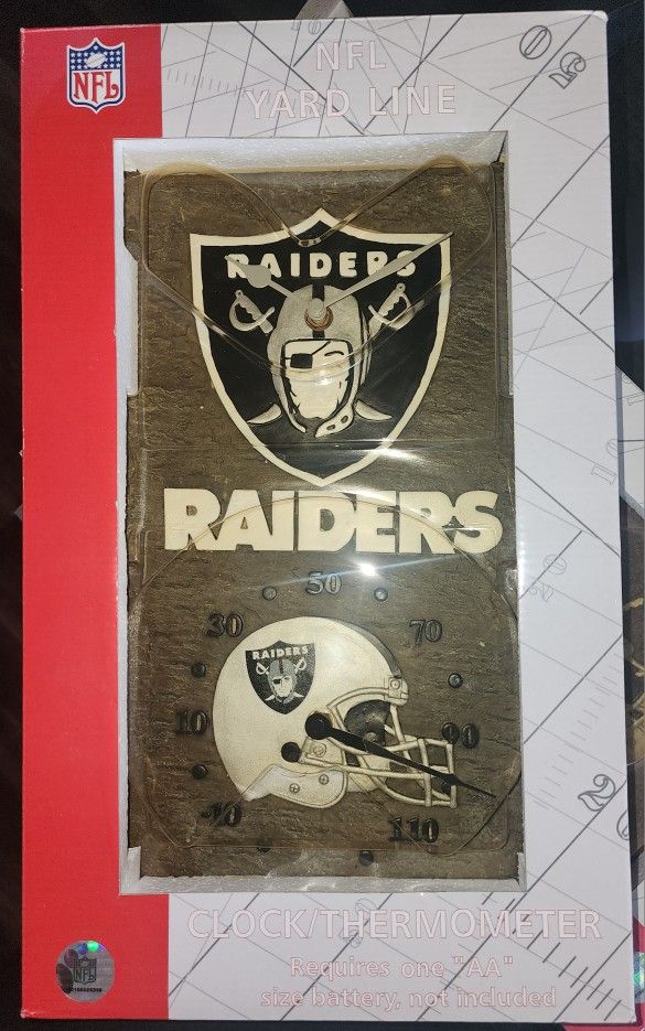 Raiders Clock And Thermometer