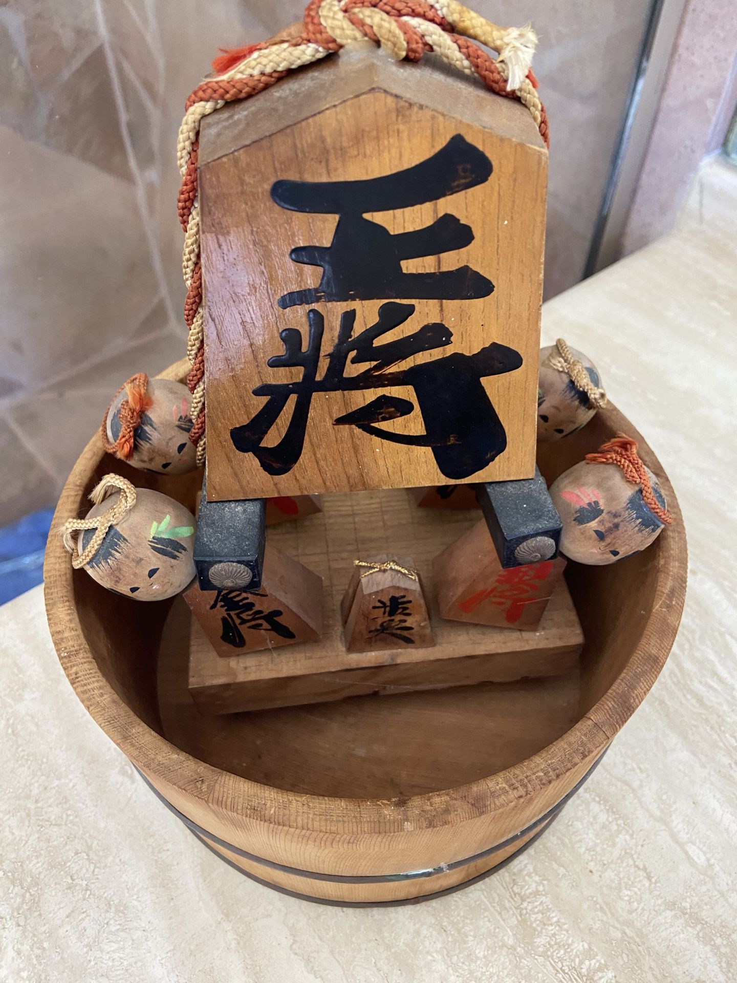 Wooden Shogi (Japanese Chess) Piece Ornament, Yamagata Prefecture, Tendo City,