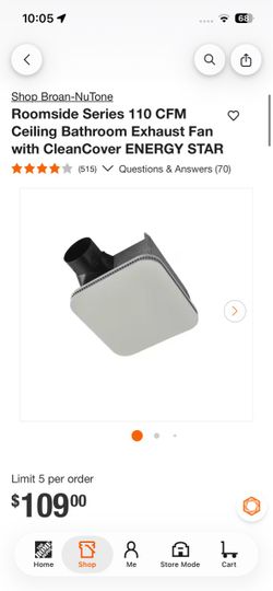 Roomside Series 110 CFM Ceiling Bathroom Exhaust Fan with CleanCover ENERGY STAR