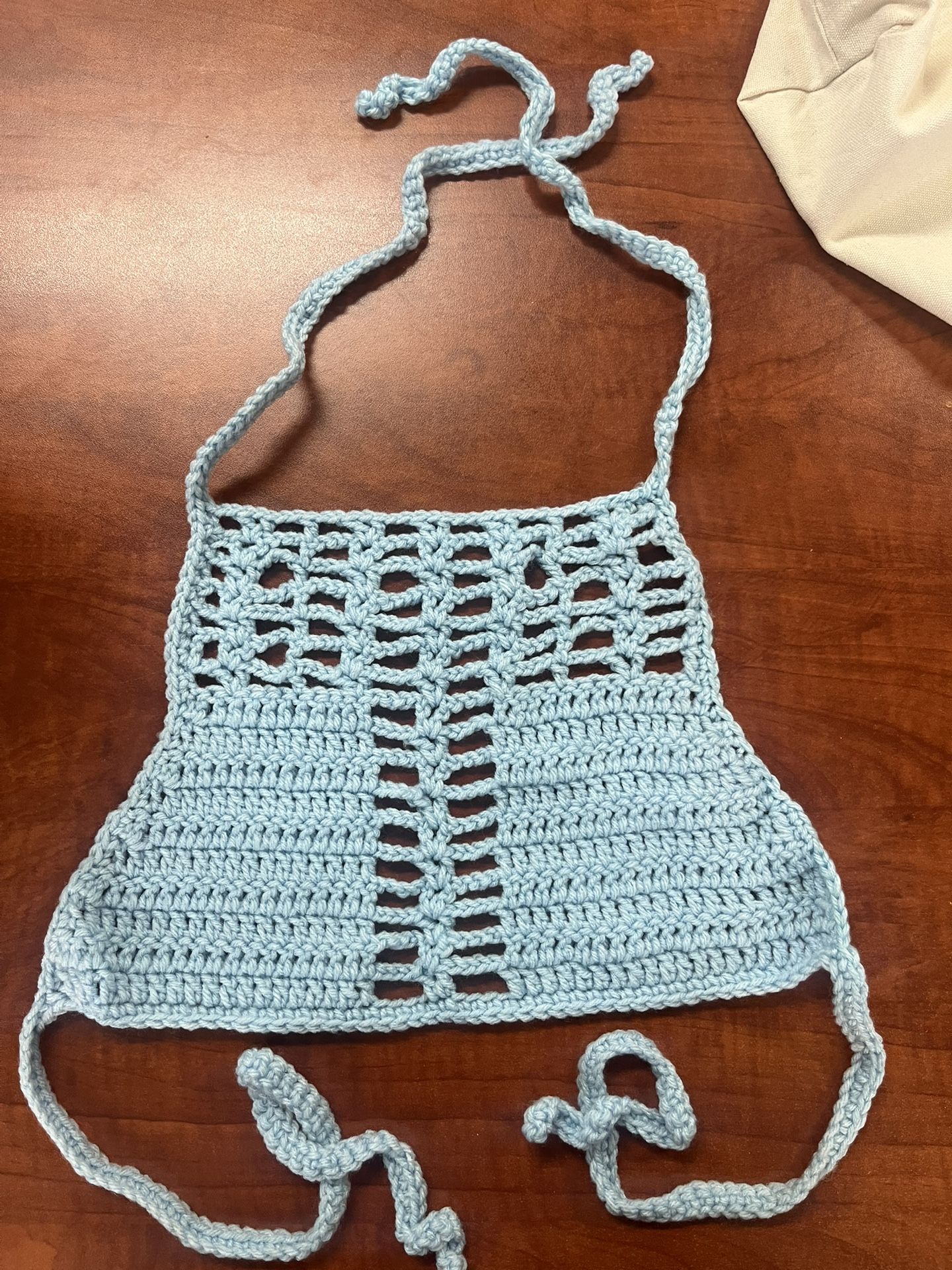 Women’s Baby Blue Hand Crochet Halter Top🩵