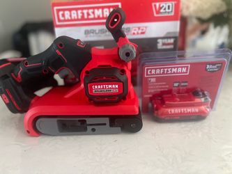 V20 RP 20-V Brushless Variable Speed Belt Cordless Sander with Dust Management and battery