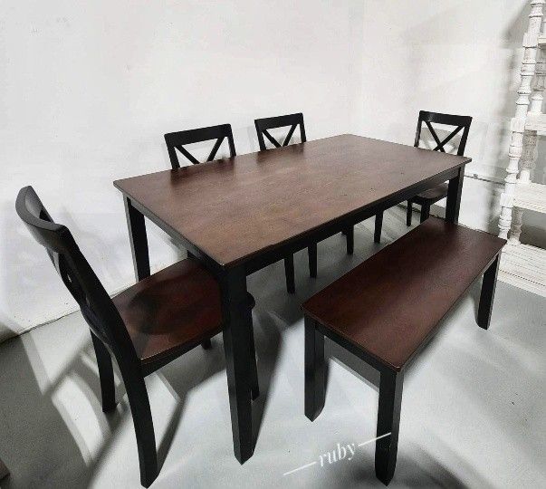 Dark Brown Dining Room Furniture Set Of 6 | Bench +4 Chairs+Table Set | Kitchen @ Fastest Delivery 🚚