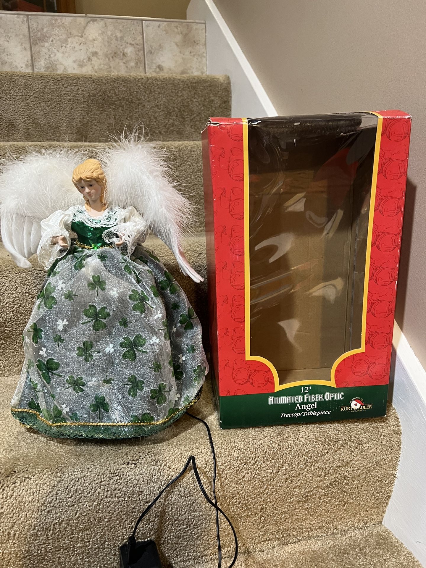 Santa’s workshop 15" Shamrock Irish Angel Tree Topper
