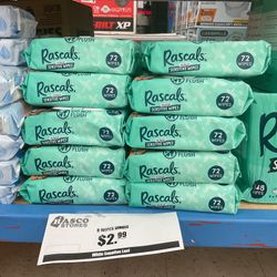 Rascals Premium Sensitive Wipes 72 Count
