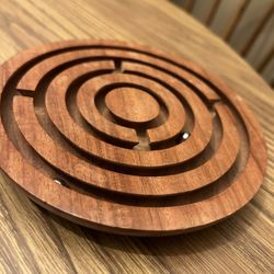 Labyrinth ball in maze wood puzzle