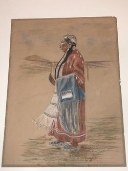 Chalk original painting ( Santa Fe artist ) vintage - native 4,600
