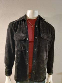Dark Velvet Snap-Button Shirt Jacket