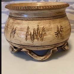 Vintage Authentic 70's California Santa Fe Table Top Glazed Ceramic Plant Holder Plant Pot