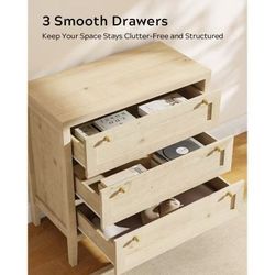 #R5 3-Drawer Dresser, Modern Storage Cabinet with Chest of Drawers, Wooden Side Table, Light Oak ( in box 📦) $ 90