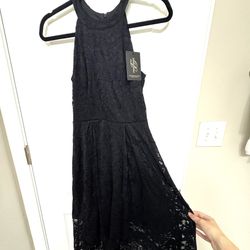 New With Tags Black Midi Lace Dress