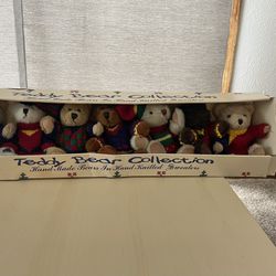 "Teddy Bear Collection" 7 Handmade Bears in Hand Knitted Sweaters